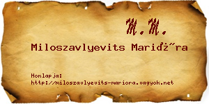 Miloszavlyevits Marióra névjegykártya